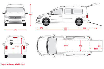 Maßangaben VW Caddy Maxi