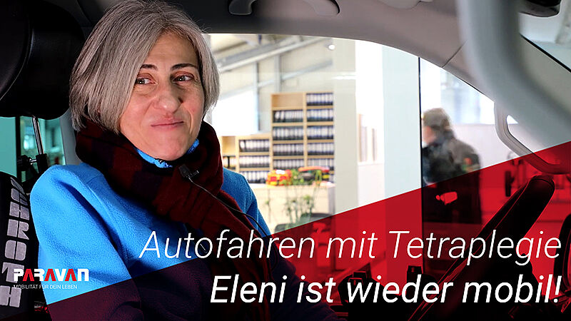 Videoteaser für ein Video mit Paravan Kundin die mit Tetraplegie ein Auto fährt