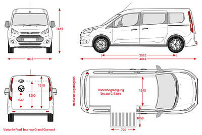 Maßblatt Ford Tourneo Connect